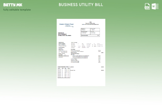 Модерен стил, шаблон за деловна сметка за комунални услуги во Источна Онтарио Po